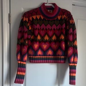 FARM Rio Multicolor Heart Turtleneck Sweater